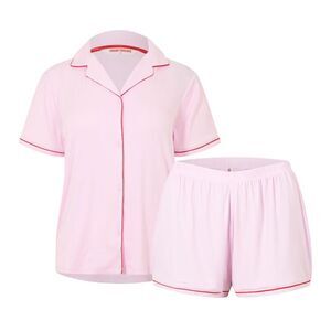 Urban Threads Womens/Ladies Contrast Piping Short Pyjama Set / Pink/Red